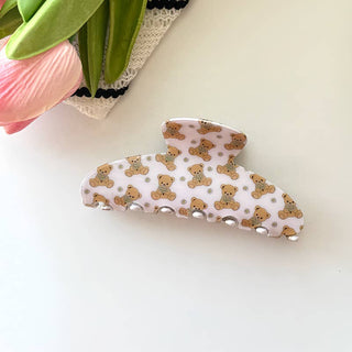 Tulip Floral Print Hair Claw, Bow & Teddy Bear Hair Clip - Simply Sunflowers