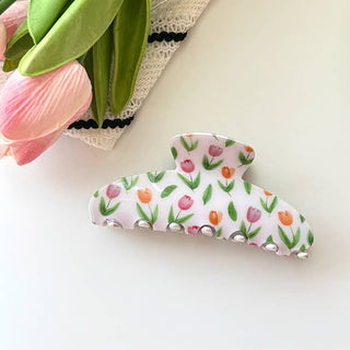 Tulip Floral Print Hair Claw, Bow & Teddy Bear Hair Clip - Simply Sunflowers