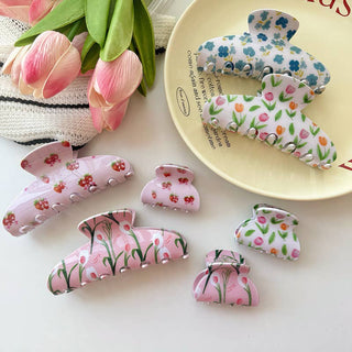 Tulip Floral Print Hair Claw, Bow & Teddy Bear Hair Clip - Simply Sunflowers