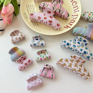 Tulip Floral Print Hair Claw, Bow & Teddy Bear Hair Clip - Simply Sunflowers