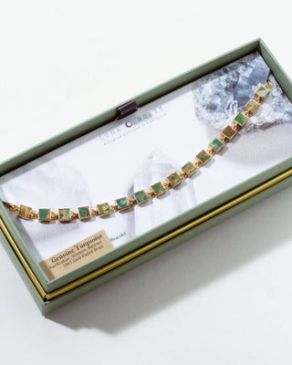 Turquoise Checkered Bracelet - Simply Sunflowers