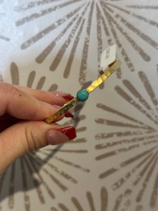 Turquoise Hammered Cuff Bracelet - Simply Sunflowers