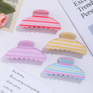 Vibrant Pastel Horizontal Stripe Hair Claw Clip - Simply Sunflowers