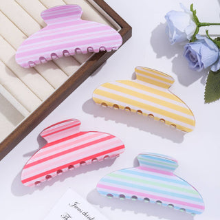 Vibrant Pastel Horizontal Stripe Hair Claw Clip - Simply Sunflowers