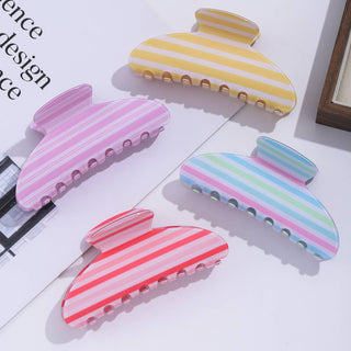 Vibrant Pastel Horizontal Stripe Hair Claw Clip - Simply Sunflowers