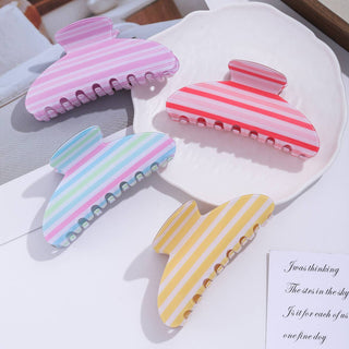 Vibrant Pastel Horizontal Stripe Hair Claw Clip - Simply Sunflowers