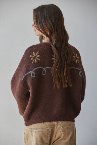 W2619 | Knit Sweater Round Neck Long Sleeve Cardigan - Simply Sunflowers