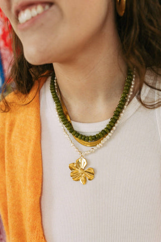 Wendy Beaded Necklace - Green - Simply Sunflowers