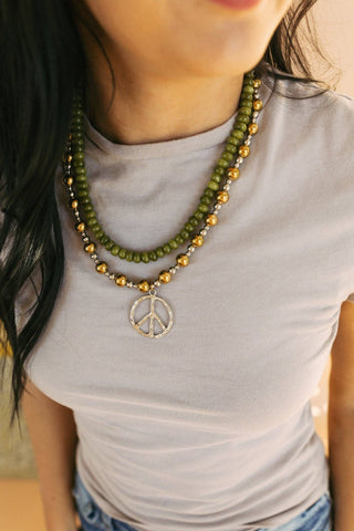 Wendy Beaded Necklace - Green - Simply Sunflowers