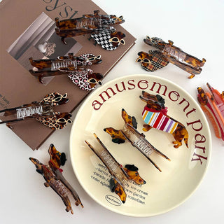 Whimsical Dachshund in Outfits Hair Claws - Simply Sunflowers