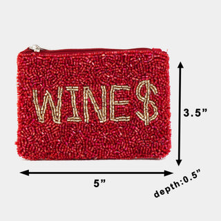 Wine Seed Beaded Coin Purse - Simply Sunflowers