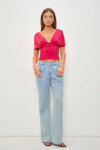 WINNIE SILKY KNIT BATWING TOP - Simply Sunflowers