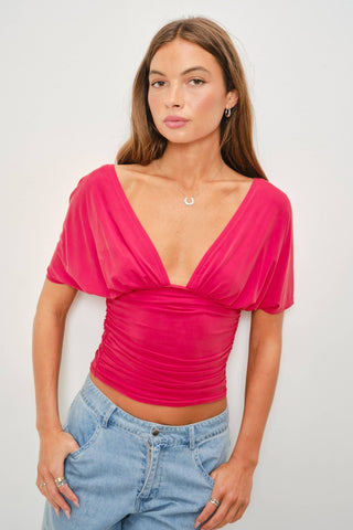 WINNIE SILKY KNIT BATWING TOP - Simply Sunflowers